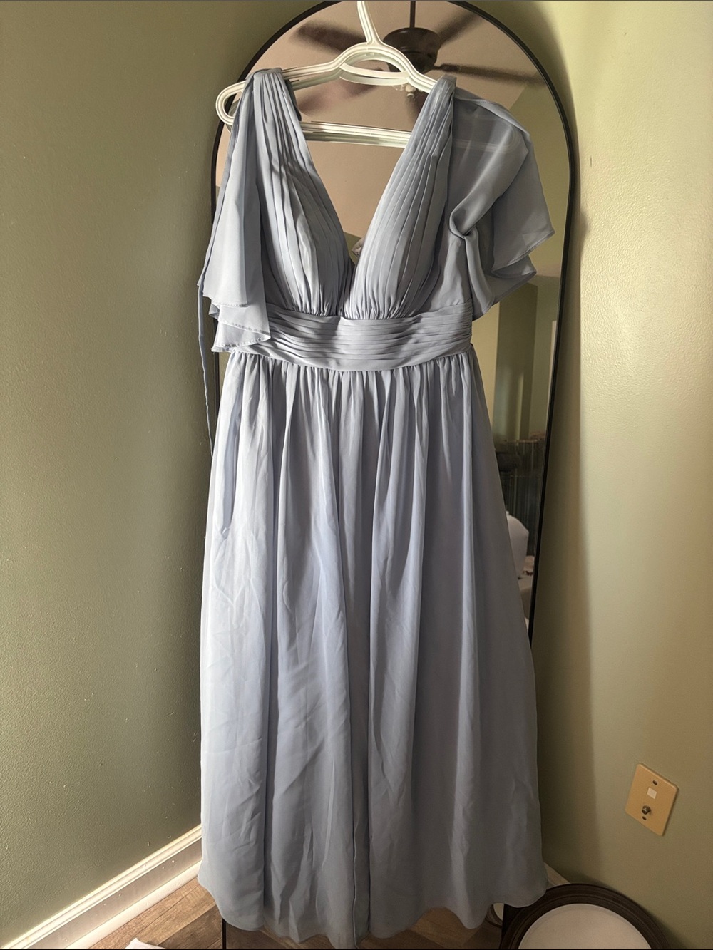Azazie Powder Blue Plunging V-Neck Chiffon Maxi Dress